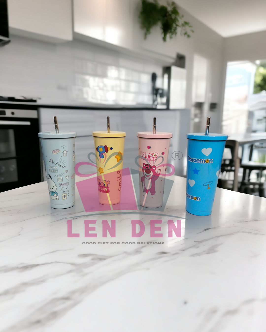Lenden Printed Tumbler with Straw – Vacuum Insulated Stainless Steel for Home/Office/Travel (800 ml)