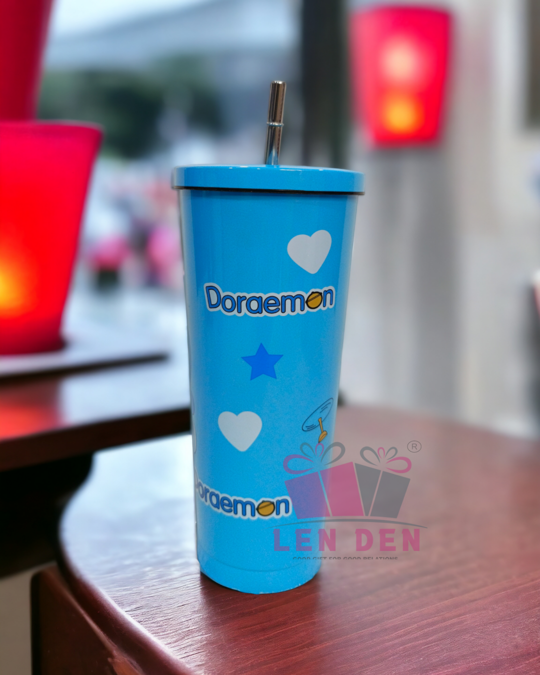 Lenden Printed Tumbler with Straw – Vacuum Insulated Stainless Steel for Home/Office/Travel (800 ml)