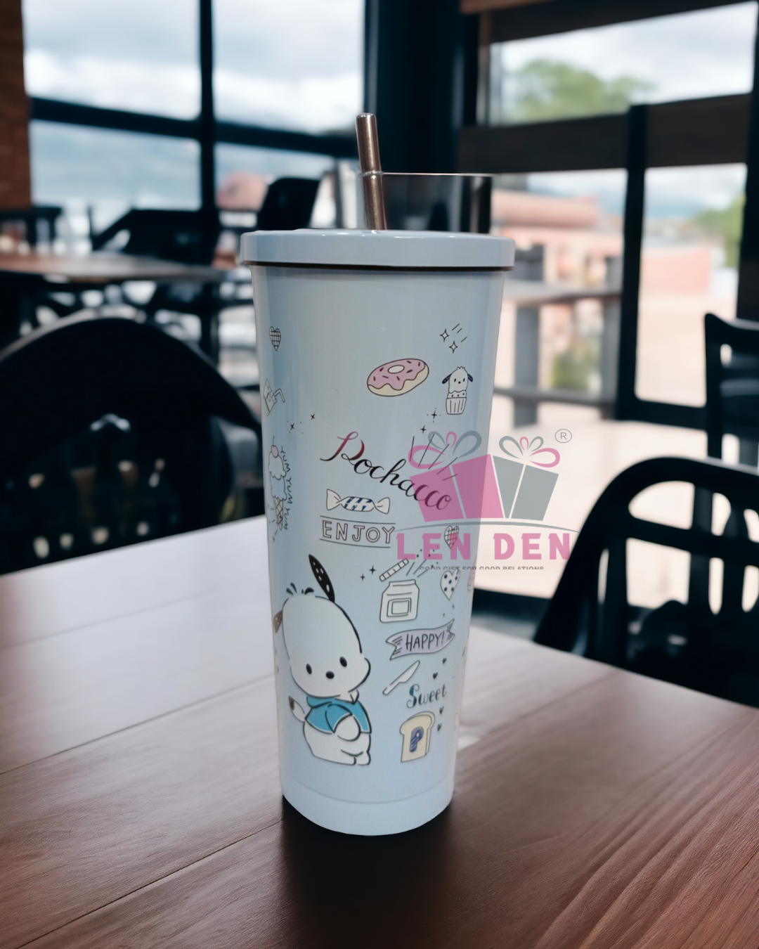 Lenden Printed Tumbler with Straw – Vacuum Insulated Stainless Steel for Home/Office/Travel (800 ml)