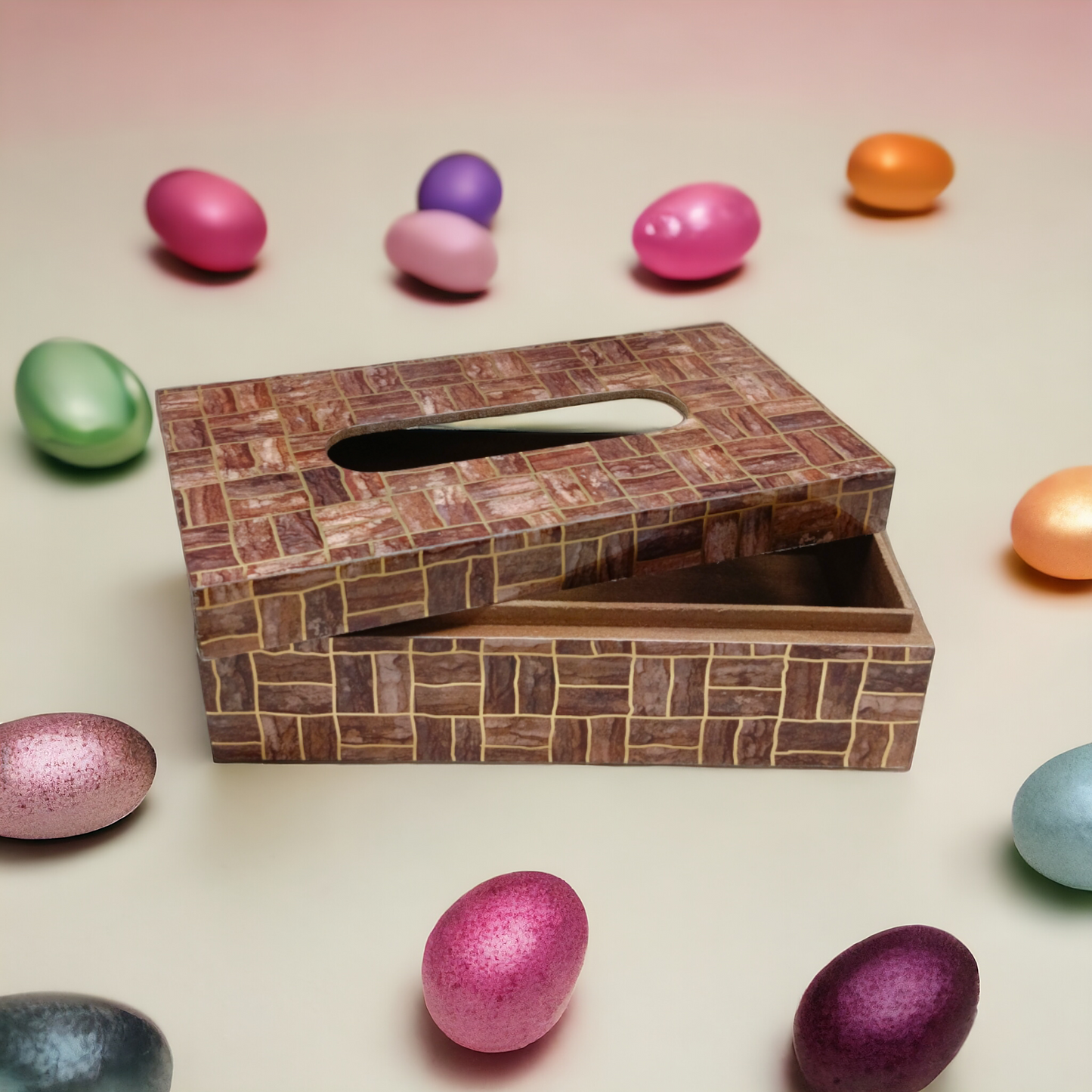 Premium quality resin wood tissue paper box LD-63-T