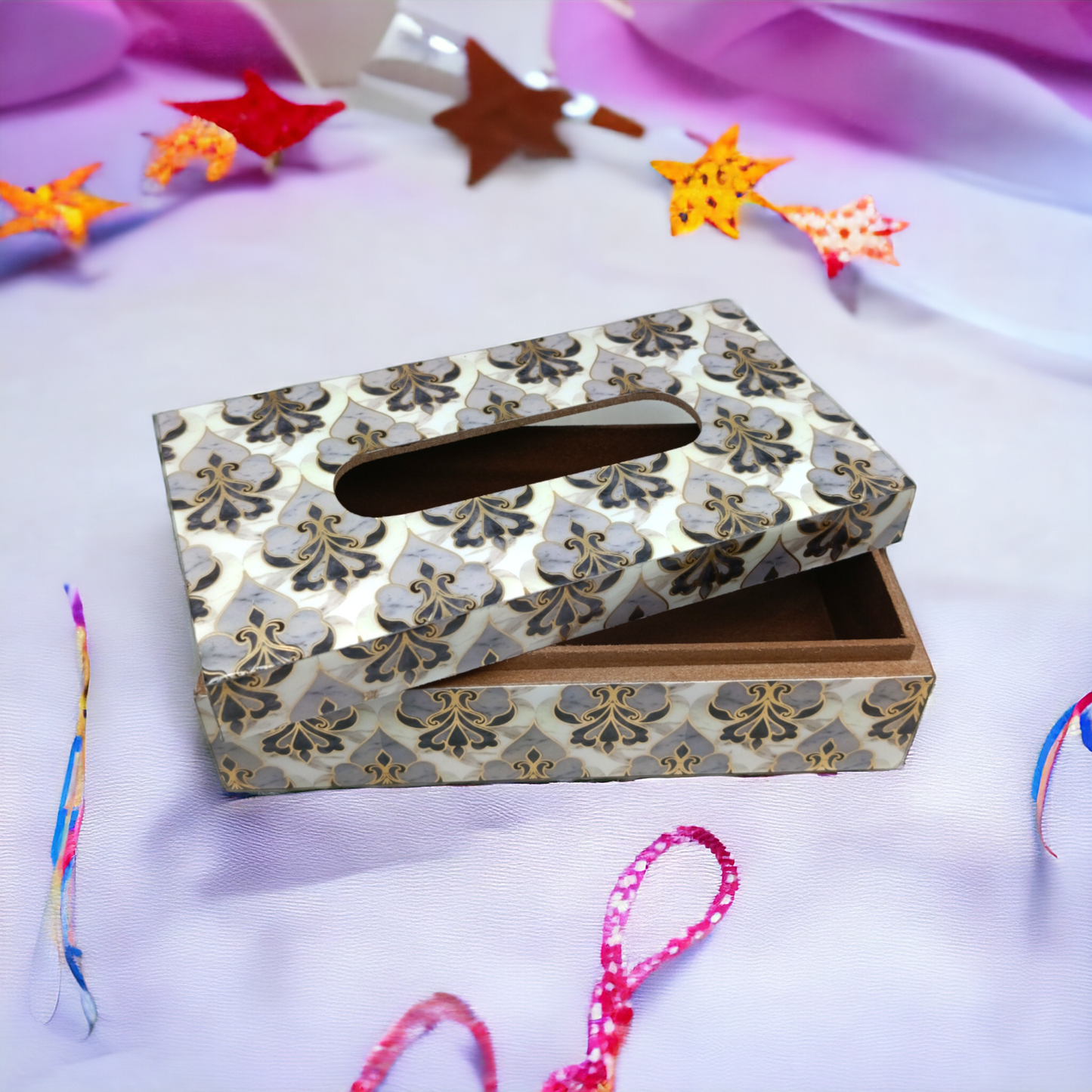 Premium quality resin wood tissue paper box LD-65-T