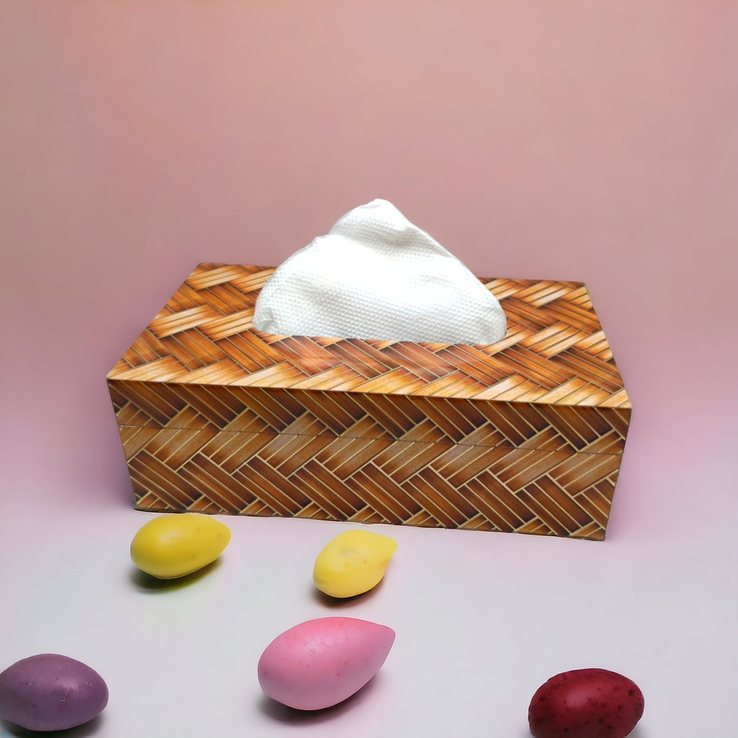 Premium quality resin wood tissue paper box LD-62-T