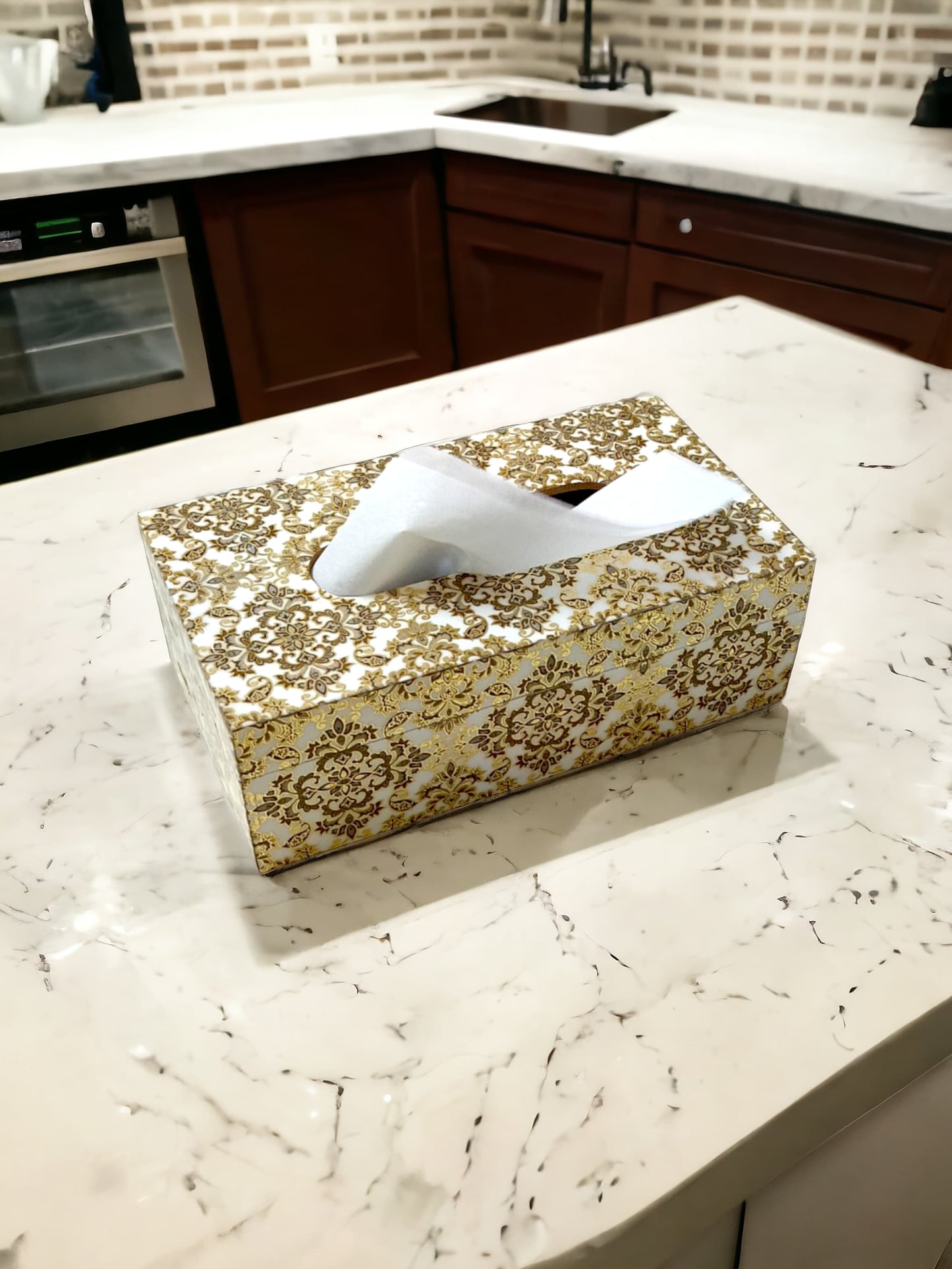Premium quality resin wood tissue paper box LD-66-T