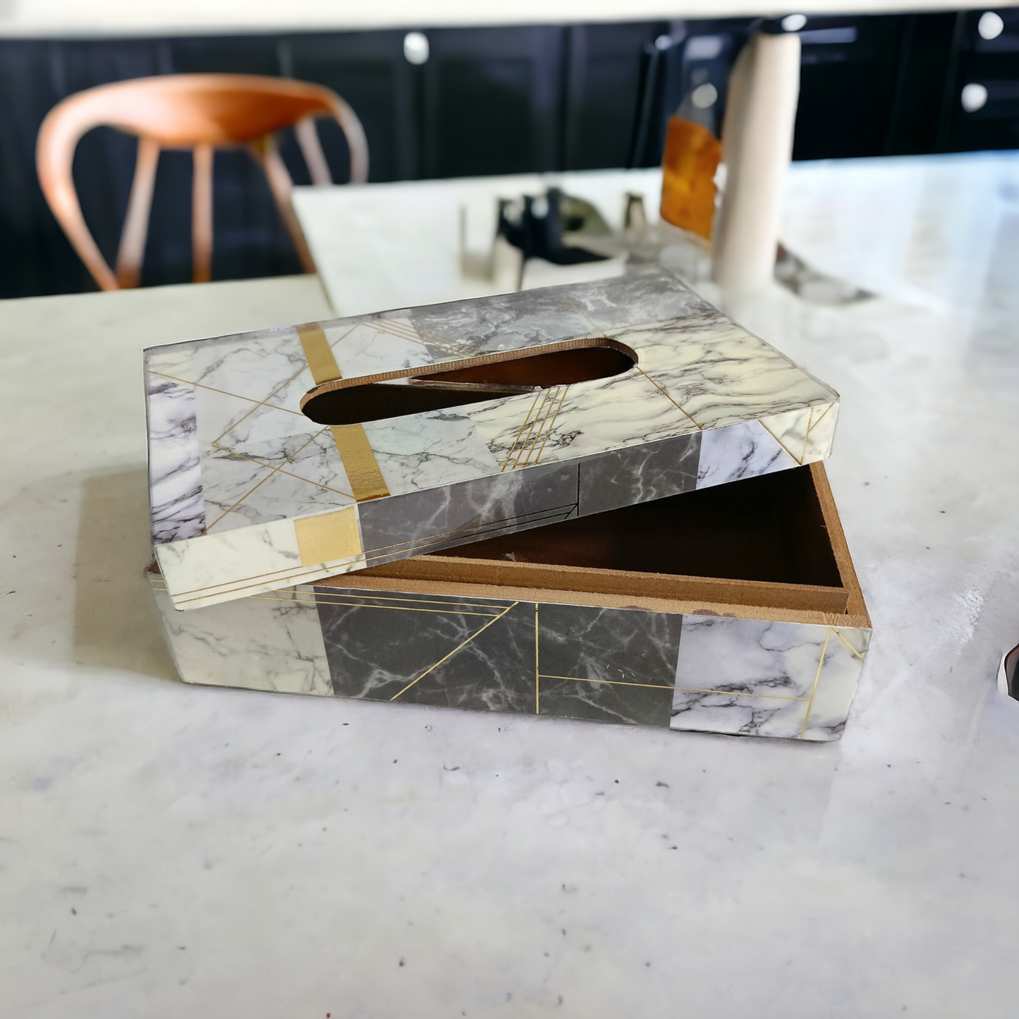 Premium quality resin wood tissue paper box LD-76-T