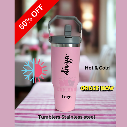 Lenden Tumbler with Straw – Vacuum Insulated Stainless Steel Water Bottle for Home (890 ml)