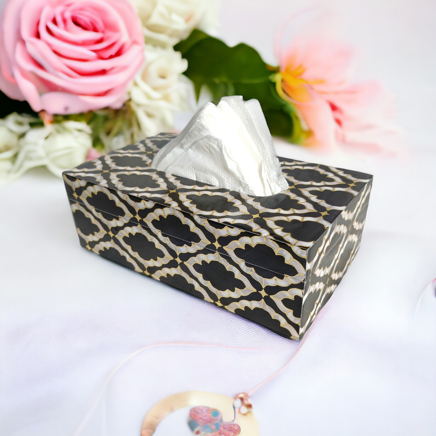 Premium quality resin wood tissue paper box LD-68-T